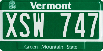 VT license plate XSW747