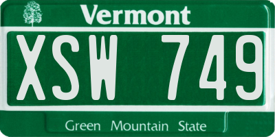 VT license plate XSW749