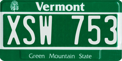 VT license plate XSW753