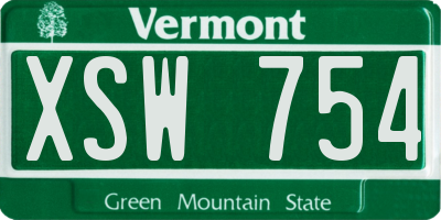 VT license plate XSW754