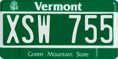 VT license plate XSW755