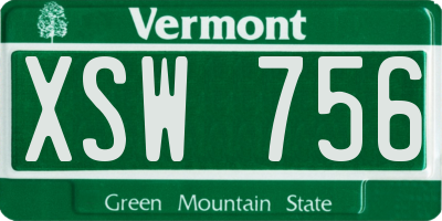 VT license plate XSW756