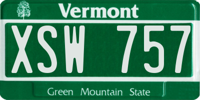 VT license plate XSW757