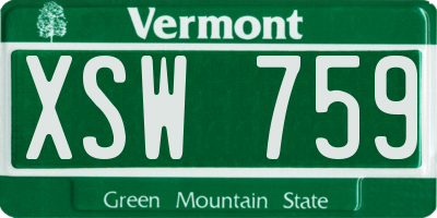 VT license plate XSW759