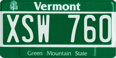 VT license plate XSW760