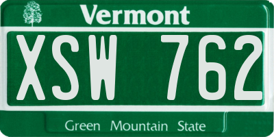 VT license plate XSW762