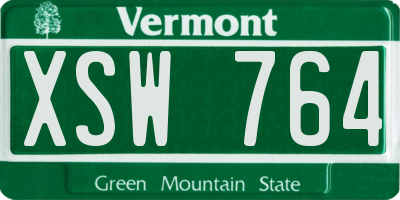 VT license plate XSW764