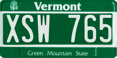 VT license plate XSW765