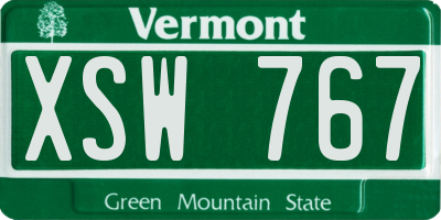 VT license plate XSW767