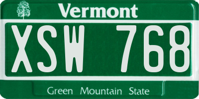 VT license plate XSW768