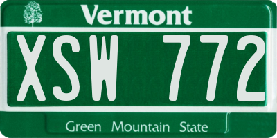 VT license plate XSW772
