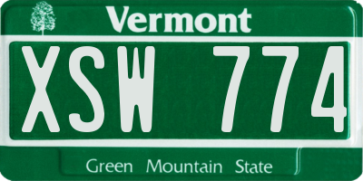 VT license plate XSW774