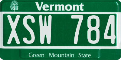 VT license plate XSW784