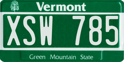 VT license plate XSW785