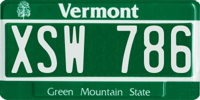 VT license plate XSW786
