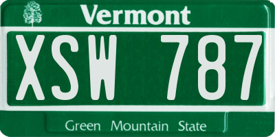 VT license plate XSW787