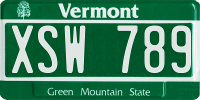 VT license plate XSW789
