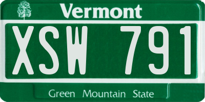 VT license plate XSW791