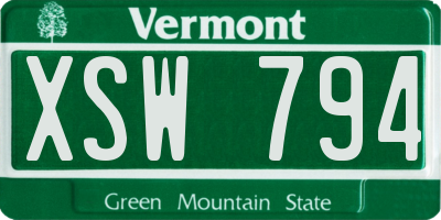 VT license plate XSW794