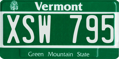 VT license plate XSW795