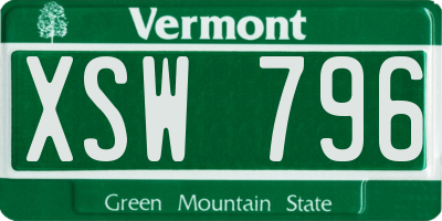 VT license plate XSW796