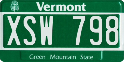 VT license plate XSW798