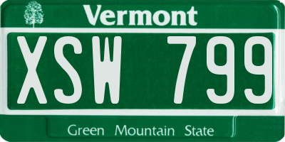 VT license plate XSW799