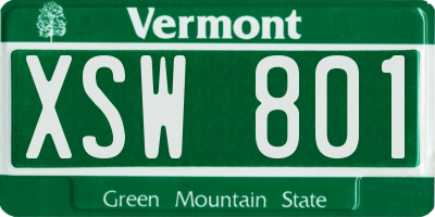 VT license plate XSW801