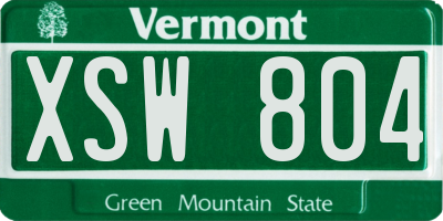VT license plate XSW804