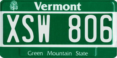 VT license plate XSW806