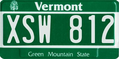 VT license plate XSW812