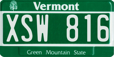 VT license plate XSW816