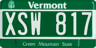VT license plate XSW817