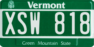 VT license plate XSW818