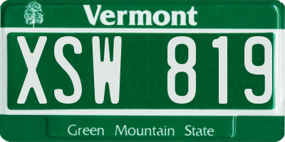VT license plate XSW819