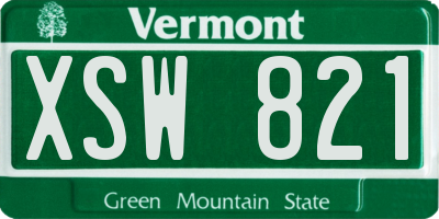 VT license plate XSW821