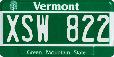 VT license plate XSW822