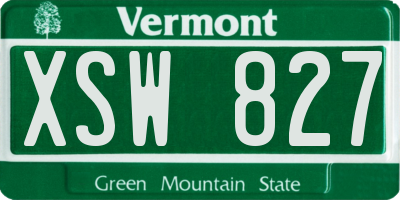 VT license plate XSW827