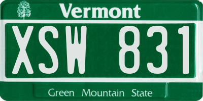 VT license plate XSW831