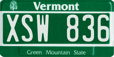 VT license plate XSW836