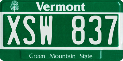VT license plate XSW837
