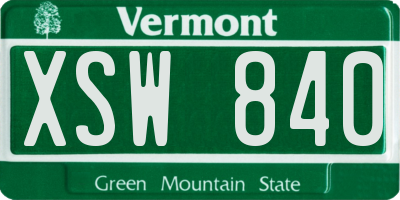 VT license plate XSW840