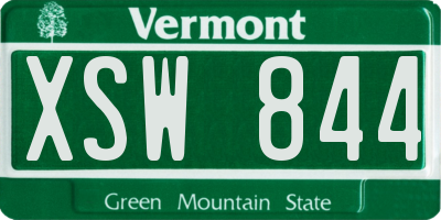 VT license plate XSW844