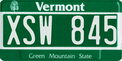 VT license plate XSW845