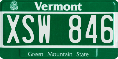 VT license plate XSW846