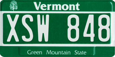 VT license plate XSW848