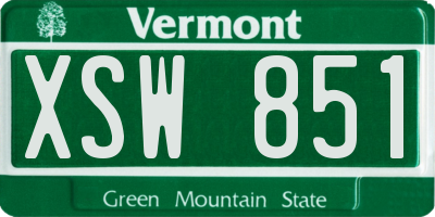 VT license plate XSW851