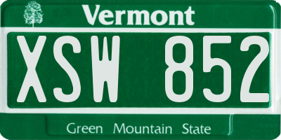VT license plate XSW852