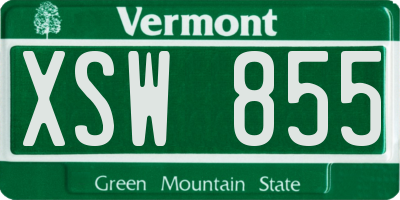 VT license plate XSW855