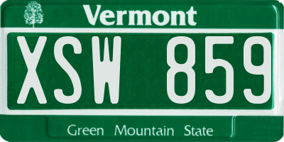 VT license plate XSW859